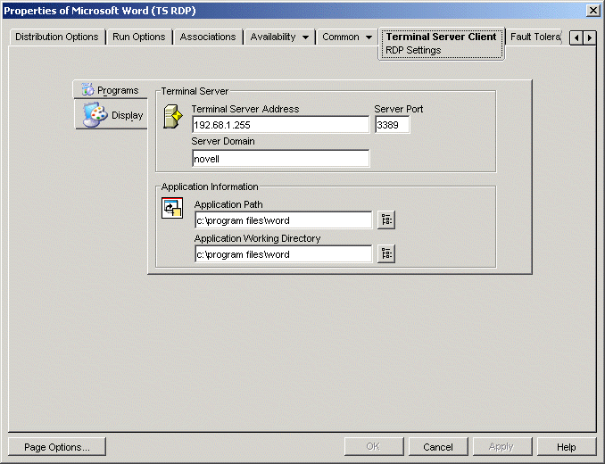 Application object > Terminal Server Client tab > Window page