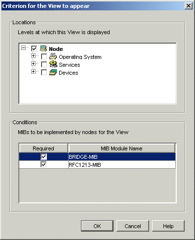 Criterion for the View to Appear dialog box