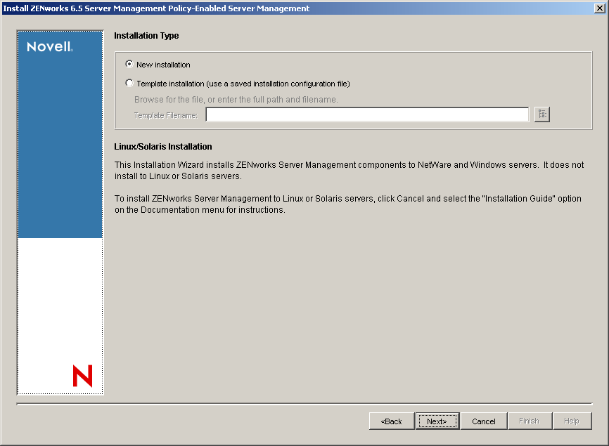 Installation Type page