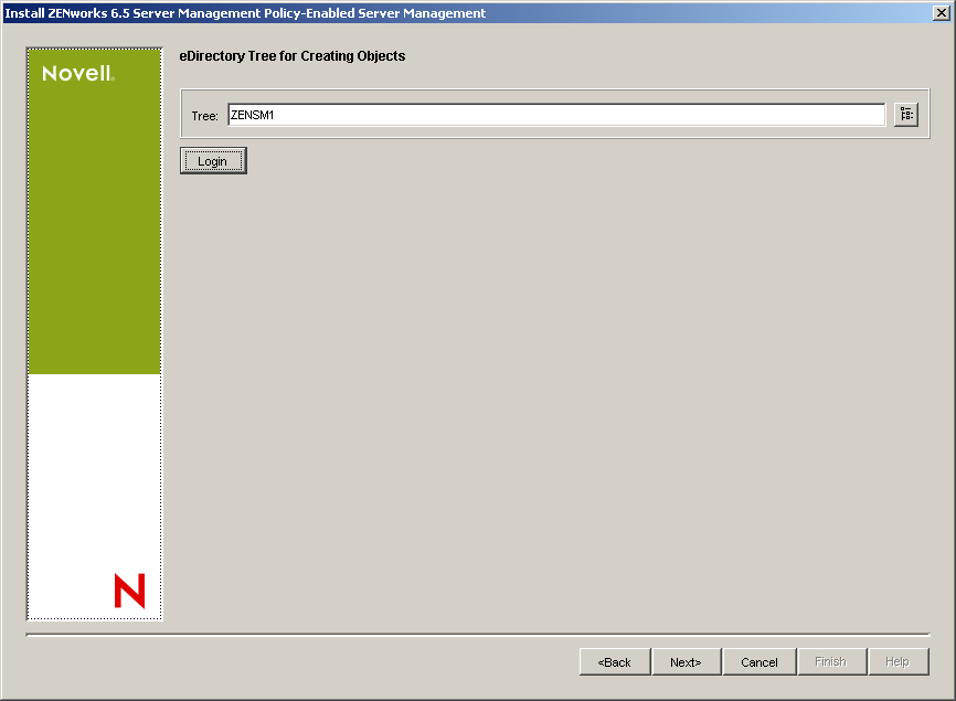 eDirectory Tree for Creating Objects page