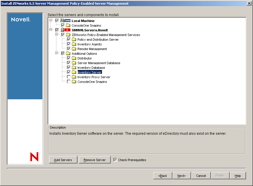 Server selection page.