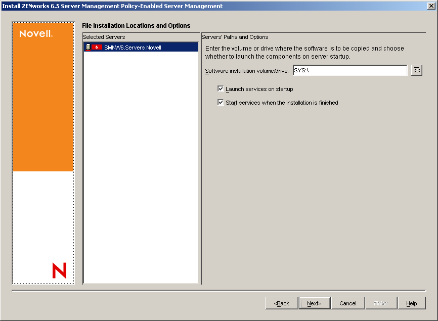 File Installation Paths and Options page
