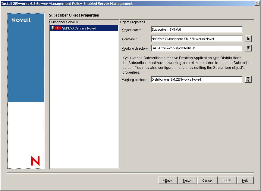 Subscriber Object Properties page