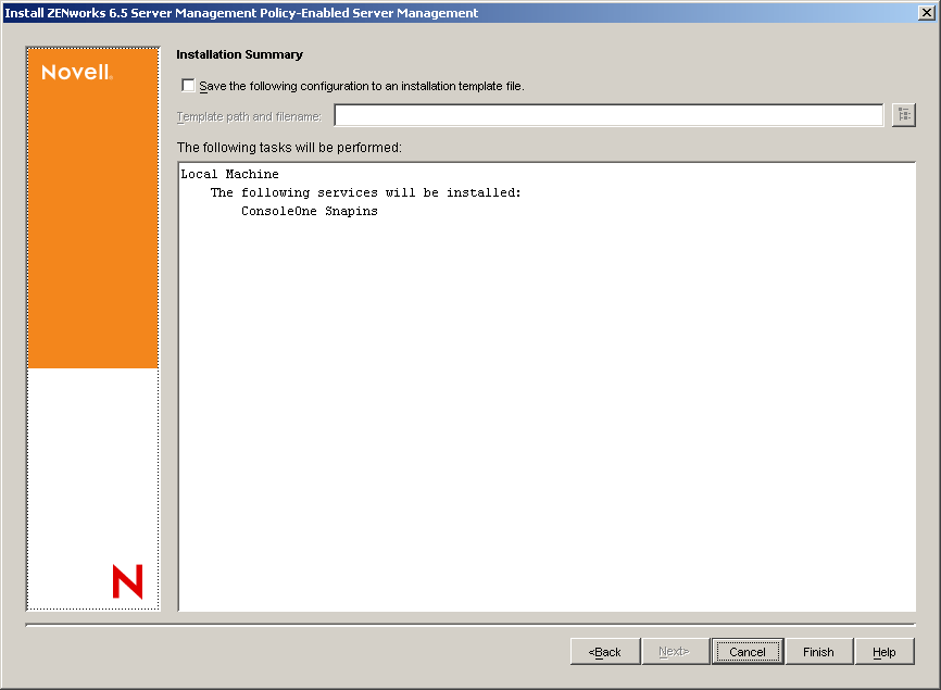 Installation Summary page