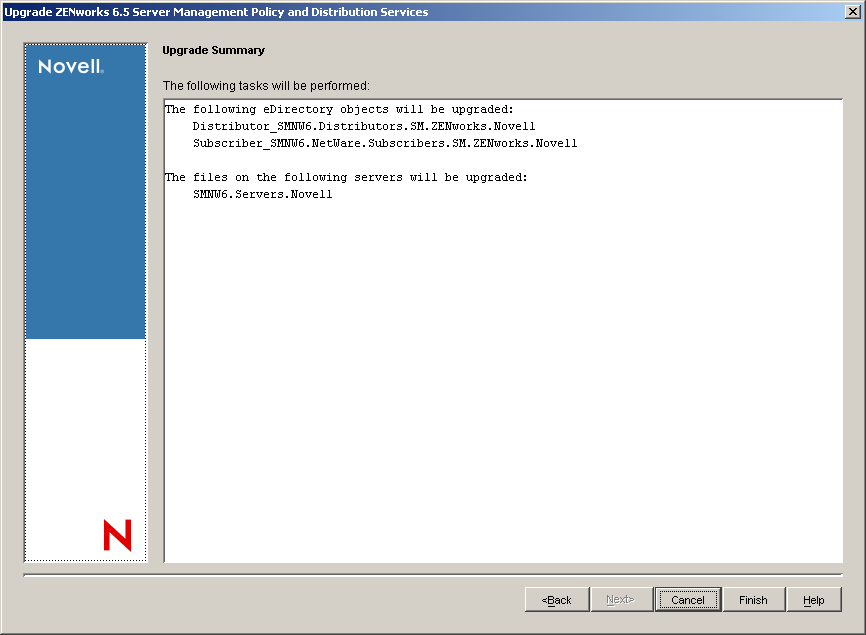 Upgrade Summary page