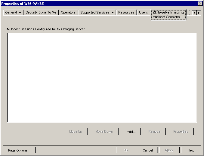 Multicast Session page.