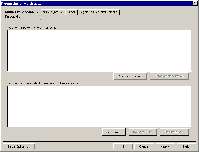 Multicast Session Participation page.