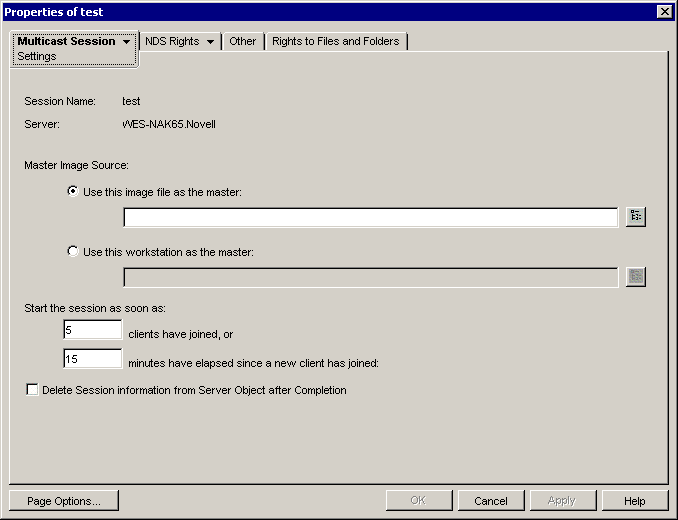 Multicast Session Settings page.