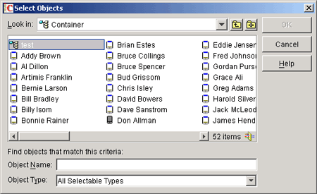 Select Objects dialog box