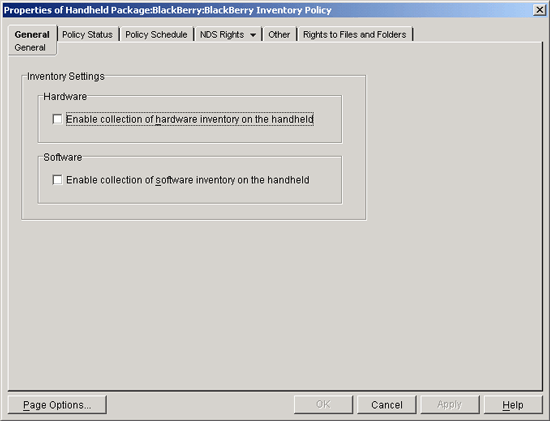 BlackBerry Inventory policy’s General page