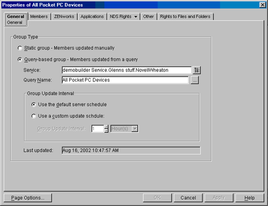 Properties of Group dialog box with the General page displayed