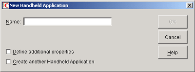 New Handheld Application dialog box.