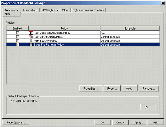 Properties of Handheld Package with the newly created File Retrieval policy displayed