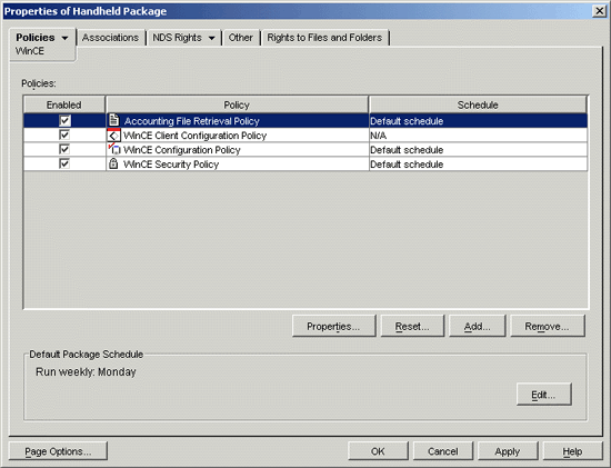 Properties of Handheld Package with the newly created File Retrieval policy displayed