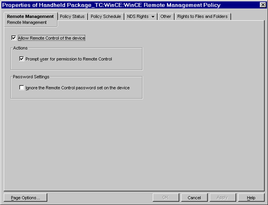 Remote Management settings page