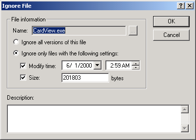 Ignore File dialog box