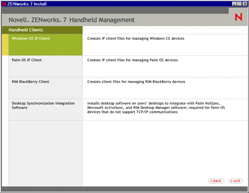 Windows CE IP Client selection page