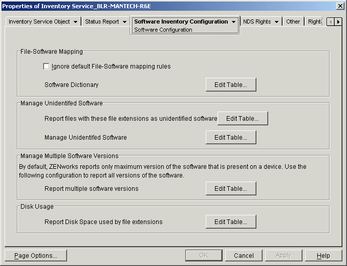 Software Configuration page