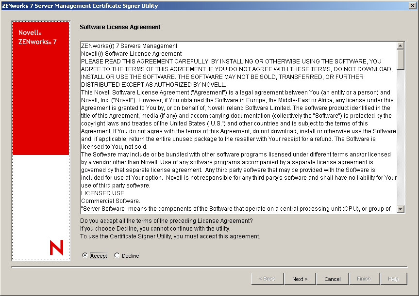 Software License Agreement page.