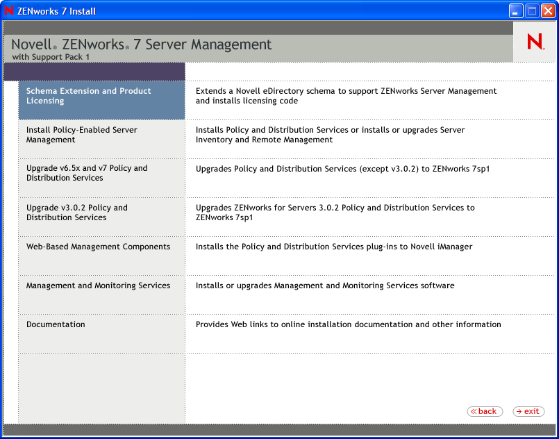 Schema Extension and Product Licensing menu option