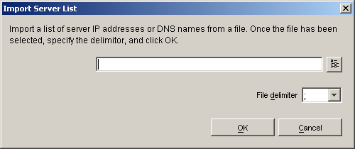 Import Server List dialog box.