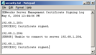 Log file (named security.txt) displayed in Notepad.