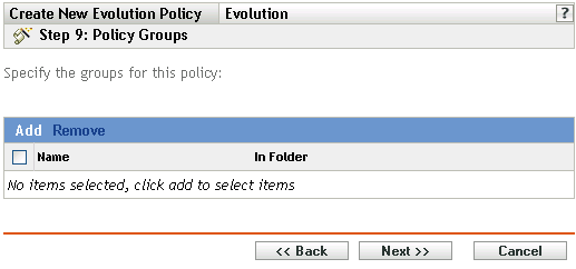 Policy Groups page