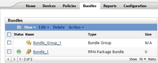 Bundles tab