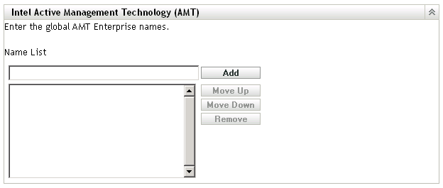 Intel Active Management Technology (AMT) configuration section