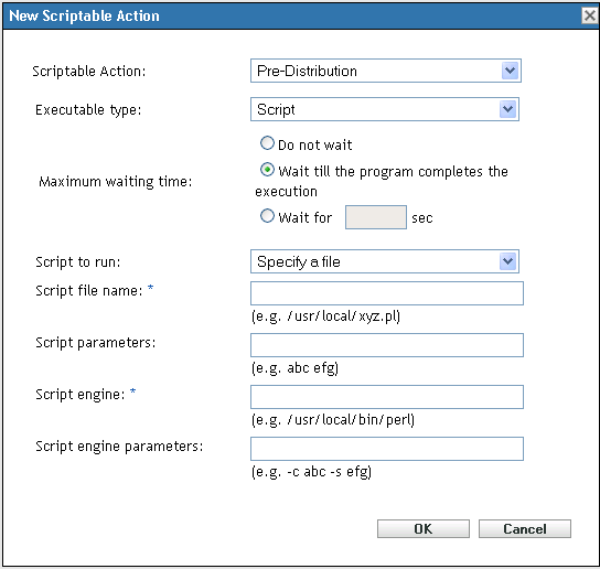 New Scriptable Action dialog box