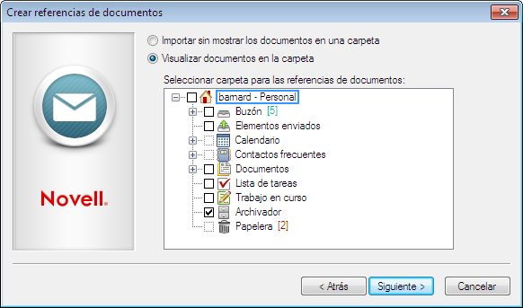 Recuadro de diálogo Crear referencias de documentos