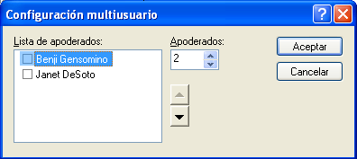 Recuadro de diálogo Configuración multiusuario