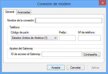 Recuadro de diálogo Conexión de módem con la pestaña General abierta