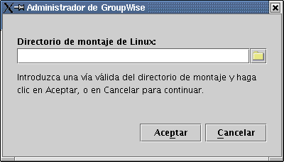 recuadro de dilogo Directorio de montaje de Linux