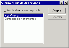 Recuadro de dilogo Suprimir gua de direcciones