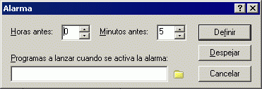 Recuadro de dilogo Alarma
