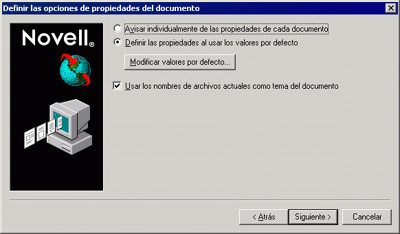 Recuadro de dilogo Definir las opciones de propiedades del documento