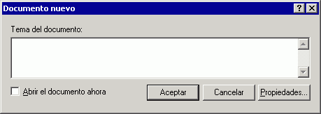 Recuadro de dilogo Documento nuevo
