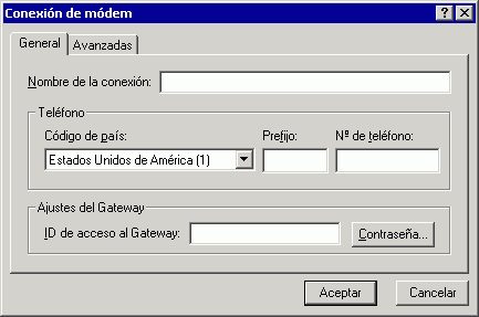 Recuadro de dilogo Conexin de mdem con la pestaa General abierta