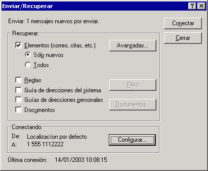 Recuadro de dilogo Enviar/Recuperar