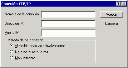 Recuadro de dilogo Conexin TCP/IP