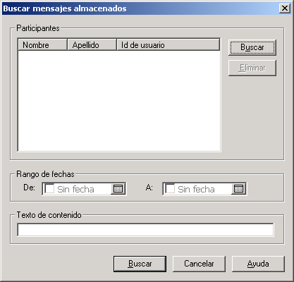 Recuadro de dilogo Buscar mensajes respaldados