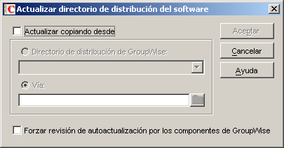 Recuadro de diálogo Actualizar directorio de distribución del software