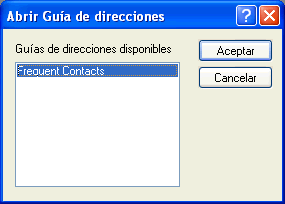 Recuadro de diálogo Abrir Guía de direcciones