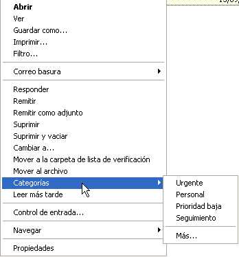 Menú Categorías