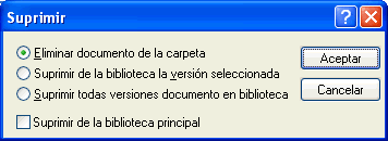 Recuadro de diálogo Suprimir