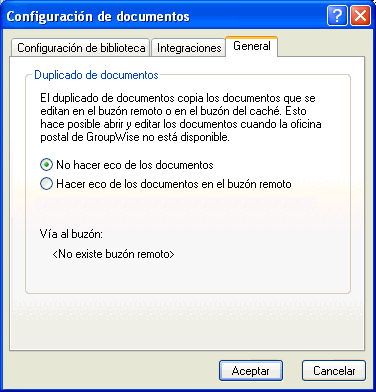 Recuadro de diálogo Configuración de documentos con la pestaña General abierta