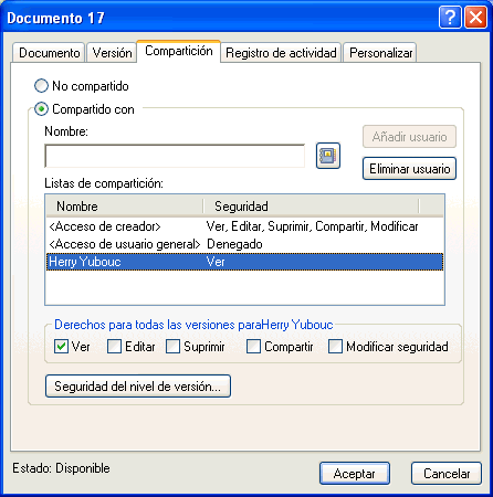 Recuadro de diálogo Propiedades del documento