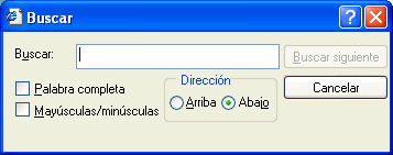 Recuadro de diálogo Buscar