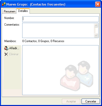 Recuadro de diálogo Grupo nuevo